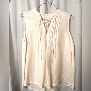 NWOT Linen Sleeveless Striped Top